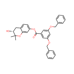 CC1(C)Oc2cc(OC(=O)c3cc(OCc4ccccc4)cc(OCc4ccccc4)c3)ccc2C[C@H]1O ZINC000072175442