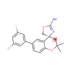 CC1(C)Oc2ccc(-c3cc(F)cc(Cl)c3)cc2[C@]2(COC(N)=N2)C12COC2 ZINC000218011076