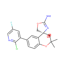 CC1(C)Oc2ccc(-c3cc(F)cnc3Cl)cc2[C@]2(COC(N)=N2)C12COC2 ZINC000220719402