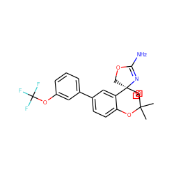 CC1(C)Oc2ccc(-c3cccc(OC(F)(F)F)c3)cc2[C@]2(COC(N)=N2)C12COC2 ZINC000220720809