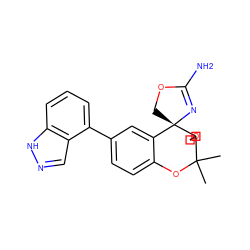 CC1(C)Oc2ccc(-c3cccc4[nH]ncc34)cc2[C@@]2(COC(N)=N2)C12COC2 ZINC000149217020