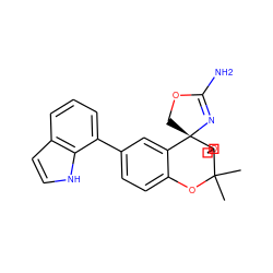 CC1(C)Oc2ccc(-c3cccc4cc[nH]c34)cc2[C@@]2(COC(N)=N2)C12COC2 ZINC000149232569