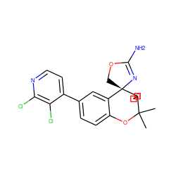 CC1(C)Oc2ccc(-c3ccnc(Cl)c3Cl)cc2[C@@]2(COC(N)=N2)C12COC2 ZINC000148948515