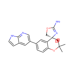 CC1(C)Oc2ccc(-c3cnc4[nH]ccc4c3)cc2[C@]2(COC(N)=N2)C12COC2 ZINC000220966679