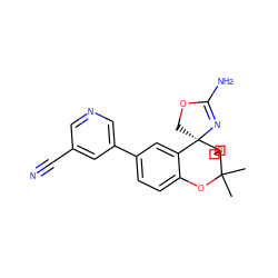 CC1(C)Oc2ccc(-c3cncc(C#N)c3)cc2[C@]2(COC(N)=N2)C12COC2 ZINC000220719880