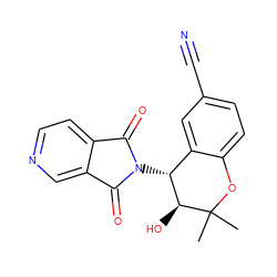 CC1(C)Oc2ccc(C#N)cc2[C@@H](N2C(=O)c3ccncc3C2=O)[C@@H]1O ZINC000040949329