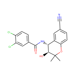 CC1(C)Oc2ccc(C#N)cc2[C@@H](NC(=O)c2ccc(Cl)c(Cl)c2)[C@@H]1O ZINC000040379561