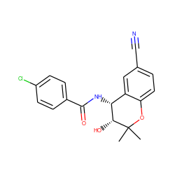 CC1(C)Oc2ccc(C#N)cc2[C@@H](NC(=O)c2ccc(Cl)cc2)[C@H]1O ZINC000040847719