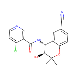 CC1(C)Oc2ccc(C#N)cc2[C@@H](NC(=O)c2cnccc2Cl)[C@@H]1O ZINC000040846691