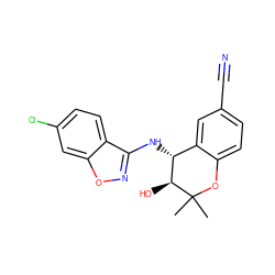 CC1(C)Oc2ccc(C#N)cc2[C@@H](Nc2noc3cc(Cl)ccc23)[C@@H]1O ZINC000040392819