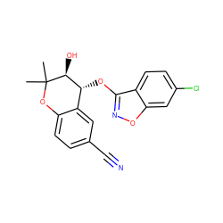 CC1(C)Oc2ccc(C#N)cc2[C@@H](Oc2noc3cc(Cl)ccc23)[C@@H]1O ZINC000040873667