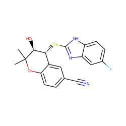 CC1(C)Oc2ccc(C#N)cc2[C@@H](Sc2nc3cc(F)ccc3[nH]2)[C@@H]1O ZINC000045498708