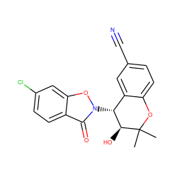 CC1(C)Oc2ccc(C#N)cc2[C@@H](n2oc3cc(Cl)ccc3c2=O)[C@@H]1O ZINC000040899493