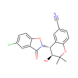 CC1(C)Oc2ccc(C#N)cc2[C@@H](n2oc3ccc(Cl)cc3c2=O)[C@@H]1O ZINC000040899992