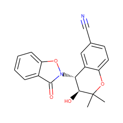 CC1(C)Oc2ccc(C#N)cc2[C@@H](n2oc3ccccc3c2=O)[C@@H]1O ZINC000040898939