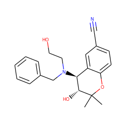 CC1(C)Oc2ccc(C#N)cc2[C@H](N(CCO)Cc2ccccc2)[C@H]1O ZINC000096941837