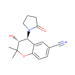 CC1(C)Oc2ccc(C#N)cc2[C@H](N2CCCC2=O)[C@H]1O ZINC000000014006