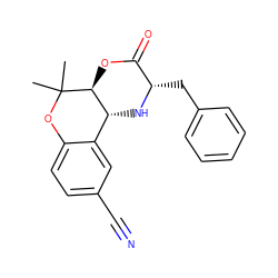 CC1(C)Oc2ccc(C#N)cc2[C@H]2N[C@@H](Cc3ccccc3)C(=O)O[C@@H]21 ZINC000096941769