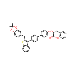 CC1(C)Oc2ccc(Cc3sc4ccccc4c3-c3ccc(-c4ccc(O[C@H](Cc5ccccc5)C(=O)O)cc4)cc3)cc2O1 ZINC000028755479