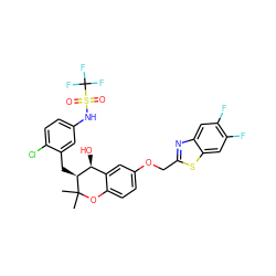 CC1(C)Oc2ccc(OCc3nc4cc(F)c(F)cc4s3)cc2[C@H](O)[C@@H]1Cc1cc(NS(=O)(=O)C(F)(F)F)ccc1Cl ZINC000027179370