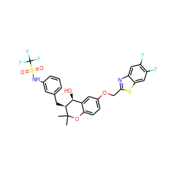 CC1(C)Oc2ccc(OCc3nc4cc(F)c(F)cc4s3)cc2[C@H](O)[C@@H]1Cc1cccc(NS(=O)(=O)C(F)(F)F)c1 ZINC000027107069