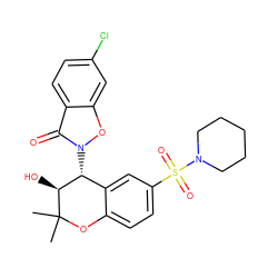 CC1(C)Oc2ccc(S(=O)(=O)N3CCCCC3)cc2[C@@H](n2oc3cc(Cl)ccc3c2=O)[C@@H]1O ZINC000040949915