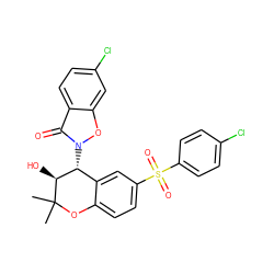 CC1(C)Oc2ccc(S(=O)(=O)c3ccc(Cl)cc3)cc2[C@@H](n2oc3cc(Cl)ccc3c2=O)[C@@H]1O ZINC000042889933