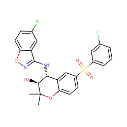 CC1(C)Oc2ccc(S(=O)(=O)c3cccc(F)c3)cc2[C@@H](Nc2noc3ccc(Cl)cc23)[C@@H]1O ZINC000040900514