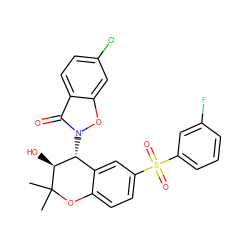 CC1(C)Oc2ccc(S(=O)(=O)c3cccc(F)c3)cc2[C@@H](n2oc3cc(Cl)ccc3c2=O)[C@@H]1O ZINC000040949367