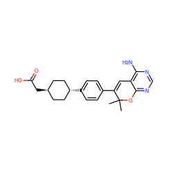 CC1(C)Oc2ncnc(N)c2C=C1c1ccc([C@H]2CC[C@H](CC(=O)O)CC2)cc1 ZINC000261170169