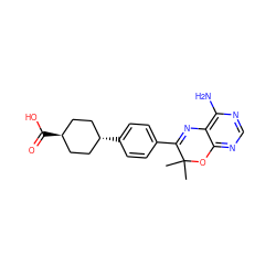 CC1(C)Oc2ncnc(N)c2N=C1c1ccc([C@H]2CC[C@H](C(=O)O)CC2)cc1 ZINC000261186981