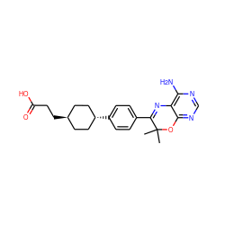 CC1(C)Oc2ncnc(N)c2N=C1c1ccc([C@H]2CC[C@H](CCC(=O)O)CC2)cc1 ZINC000261184466