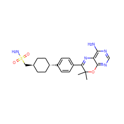 CC1(C)Oc2ncnc(N)c2N=C1c1ccc([C@H]2CC[C@H](CS(N)(=O)=O)CC2)cc1 ZINC000261141084