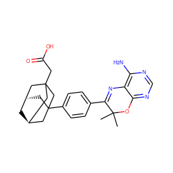 CC1(C)Oc2ncnc(N)c2N=C1c1ccc(C23C[C@H]4C[C@@H](CC(CC(=O)O)(C4)C2)C3)cc1 ZINC000100417032