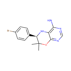 CC1(C)Oc2ncnc(N)c2N[C@@H]1c1ccc(Br)cc1 ZINC000169307730