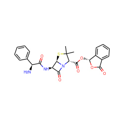 CC1(C)S[C@@H]2[C@H](NC(=O)[C@@H](N)c3ccccc3)C(=O)N2[C@H]1C(=O)O[C@H]1OC(=O)c2ccccc21 ZINC000036386993