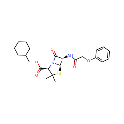 CC1(C)S[C@@H]2[C@H](NC(=O)COc3ccccc3)C(=O)N2[C@@H]1C(=O)OCC1CCCCC1 ZINC000012479126