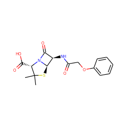 CC1(C)S[C@@H]2[C@H](NC(=O)COc3ccccc3)C(=O)N2[C@H]1C(=O)O ZINC000003831282