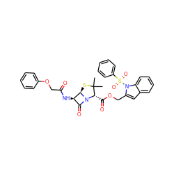 CC1(C)S[C@@H]2[C@H](NC(=O)COc3ccccc3)C(=O)N2[C@H]1C(=O)OCc1cc2ccccc2n1S(=O)(=O)c1ccccc1 ZINC000038146634