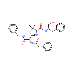 CC1(C)S[C@H]([C@H](NC(=O)Cc2ccccc2)C(=O)NCc2ccccc2)N[C@H]1C(=O)N[C@@H](CO)Cc1ccccc1 ZINC000036139649