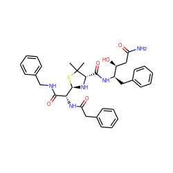 CC1(C)S[C@H]([C@H](NC(=O)Cc2ccccc2)C(=O)NCc2ccccc2)N[C@H]1C(=O)N[C@H](Cc1ccccc1)[C@@H](O)CC(N)=O ZINC000014943102