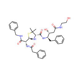 CC1(C)S[C@H]([C@H](NC(=O)Cc2ccccc2)C(=O)NCc2ccccc2)N[C@H]1C(=O)N[C@H](Cc1ccccc1)[C@H](O)CC(=O)NCCO ZINC000026840510