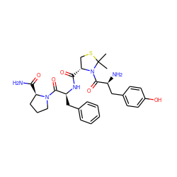 CC1(C)SC[C@@H](C(=O)N[C@@H](Cc2ccccc2)C(=O)N2CCC[C@H]2C(N)=O)N1C(=O)[C@@H](N)Cc1ccc(O)cc1 ZINC000027306504