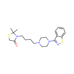 CC1(C)SCC(=O)N1CCCCN1CCN(c2nsc3ccccc23)CC1 ZINC000013759370