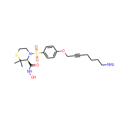 CC1(C)SCCN(S(=O)(=O)c2ccc(OCC#CCCCCN)cc2)[C@H]1C(=O)NO ZINC000028571253