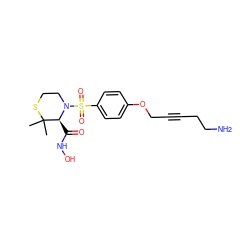 CC1(C)SCCN(S(=O)(=O)c2ccc(OCC#CCCN)cc2)[C@H]1C(=O)NO ZINC000028571035