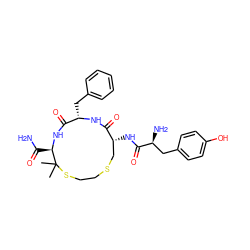 CC1(C)SCCSC[C@@H](NC(=O)[C@@H](N)Cc2ccc(O)cc2)C(=O)N[C@@H](Cc2ccccc2)C(=O)N[C@@H]1C(N)=O ZINC000026638476