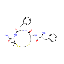 CC1(C)SCCSC[C@@H](NC(=O)[C@@H](N)Cc2ccccc2)C(=O)N[C@@H](Cc2ccccc2)C(=O)N[C@@H]1C(N)=O ZINC000026639355