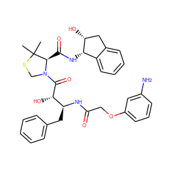 CC1(C)SCN(C(=O)[C@@H](O)[C@H](Cc2ccccc2)NC(=O)COc2cccc(N)c2)[C@@H]1C(=O)N[C@H]1c2ccccc2C[C@H]1O ZINC000044280268