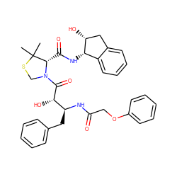 CC1(C)SCN(C(=O)[C@@H](O)[C@H](Cc2ccccc2)NC(=O)COc2ccccc2)[C@H]1C(=O)N[C@H]1c2ccccc2C[C@H]1O ZINC000096285307